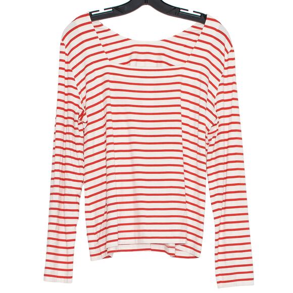 Akris Punto Top French Girl Nautical Preppy Coastal Classic Stripe Red Cream 14 - Picture 2 of 6